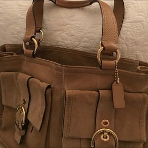 Coach beige suede tote